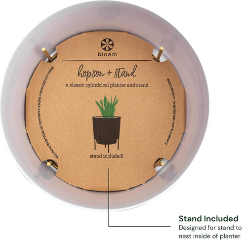 Bloem Hopson Round Planter with Gold Metal Stand: 6" - Casper White - Durable Plastic Pot, Powder Coated Removable Stand, for Indoor and Outdoor U...