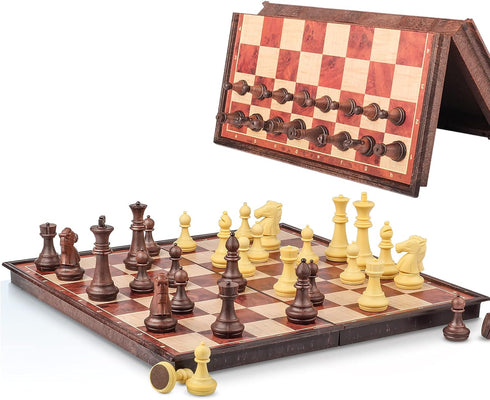 10 Inches Enhanced Magnetic Chess Set, Foldable Chess Board, Travel Chess Game of Exquisite Craftsmanship, Suitable for All Ages Chess Set...