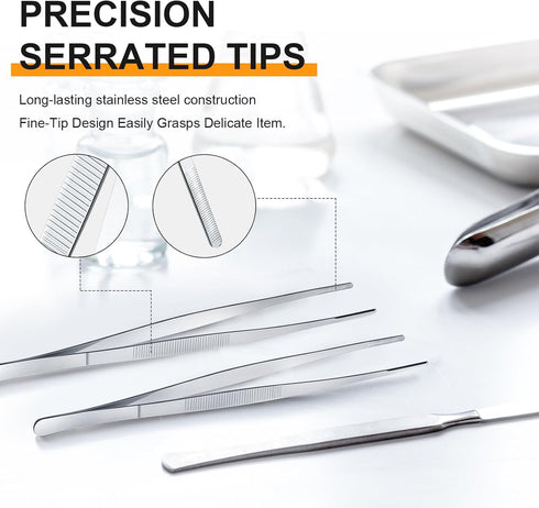 Yaomiao 4 Packs Bar Tweezers 8 Inch Long Garnish Tongs Tweezers Bar Tongs Stainless Steel Korean Bbq Tongs for Bar Bartender Cocktail Cooking Food...
