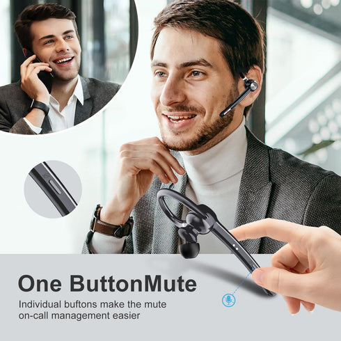 Bluetooth Headset, Wireless Bluetooth Earpiece With 400mAh Charging Case,150 Hours Talktime Hands Free Noise Canceling Headphones for iOS Android ...