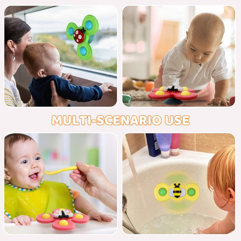 3pcs Suction Cup Spinner Toy for Baby 12-18 Months Baby Travel Fidget Sensory Toys for Toddlers 1-3 Bath Toys for 2 Year Old First Birthday Gifts ...