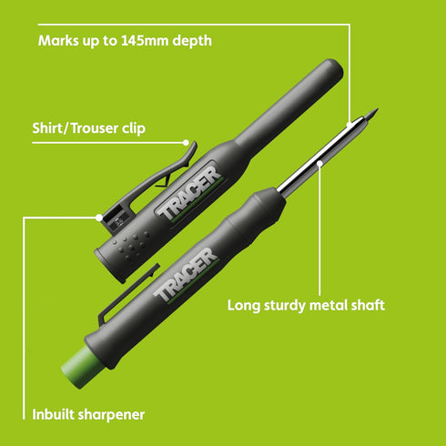 Tracer Deep Pencil Marker - Replacement Lead (6 Pack) - Site Holsters - All In One Marking Kit - Built For Construction...