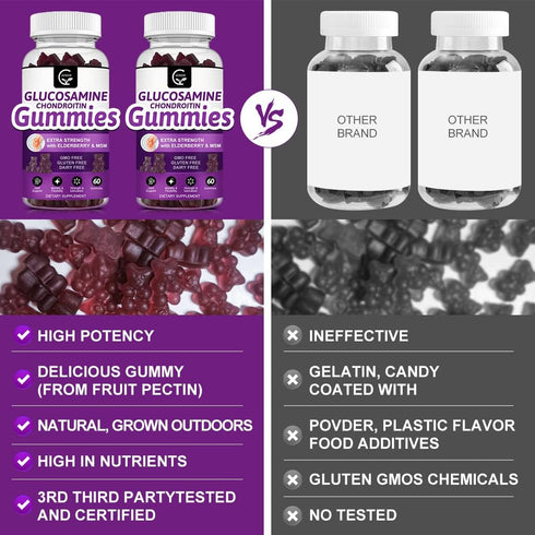 Glucosamine Chondroitin Gummies with MSM & Elderberry Extra Strength - Joint Support, Antioxidant Immune Support Supplement for Adults, Men & Wome...
