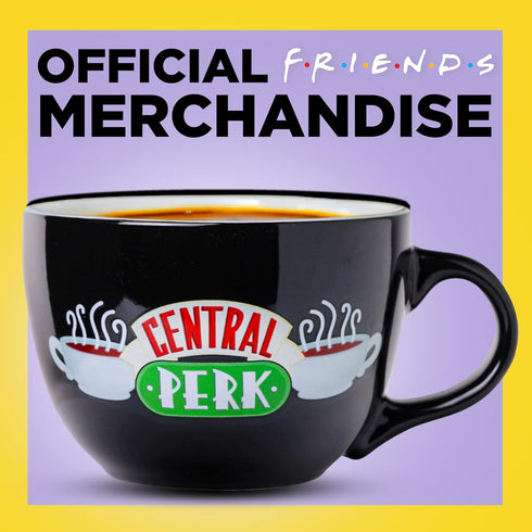 Silver Buffalo FRIENDS Central Perk Black Ceramic Mug Oversized for Coffee, Soup, 24 Ounces...