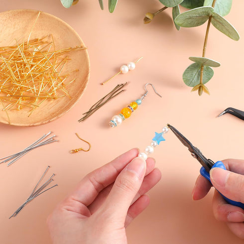500pcs Flat Head Pins, 2 Inch Metal Eye Pins for Jewelry Making 0.7mm Beading Pin Long Straight Head Pins for DIY Craft Earring Bracelet Necklace ...
