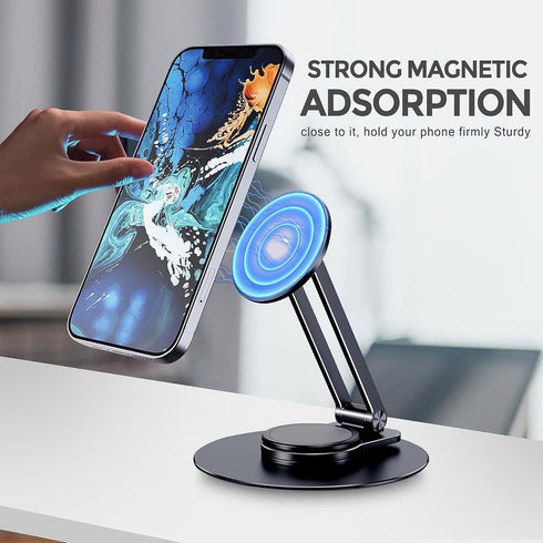 CreaDream Magnetic Phone Stand for Desk, Aluminum MagSafe iPhone Stand Foldable Adjustable, Cell Phone Stand Holder Compatible with iPhone 15 14 1...