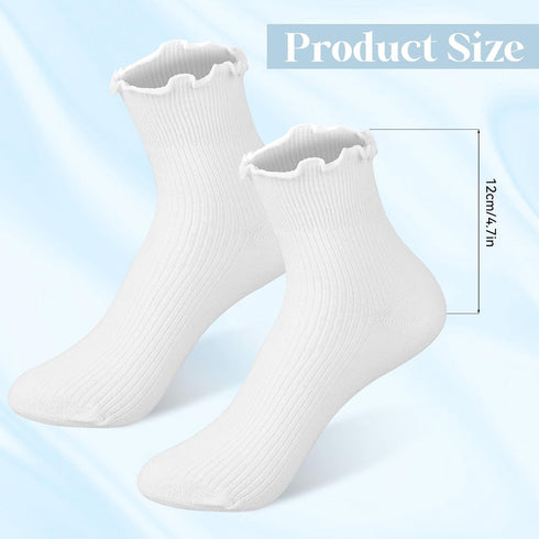 Ruffle Crew Socks, Cute Ruffled Ankle Socks for Women Girls, Cotton Knit Lettuce Frilly Socks Athletic Socks...