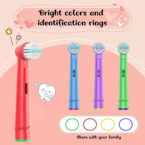 Kids Toothbrush Replacement Heads Compatible with Oral B Braun Electric Toothbrush, Soft Bristles and Small Heads for Sensitive Teeth and Gums of ...