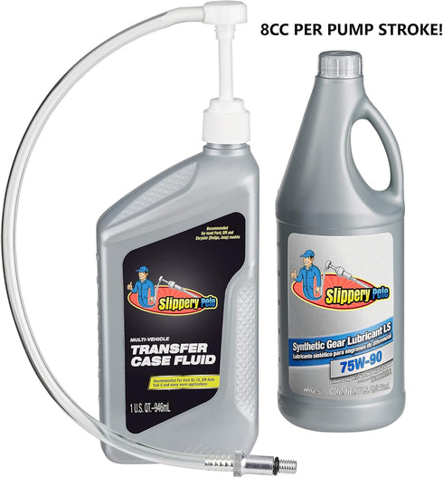 Slippery Pete - Lower Unit Gear Oil Pump for Standard Quart Bottles, Includes 3/8 inch Metal Swivel, 8mm and 10mm Adapters Fit Most Marine Boat Ou...