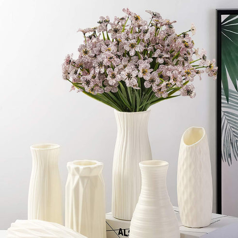 Artificial Outdoor Flowers,8 Bundles UV Resistant Fake Flowers,Artificial Violet Flowers Plastic Faux Flowers Greenery Plants for Outdoor Garden P...