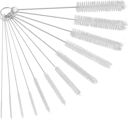 Straw Cleaner Brush Set, 12-Piece 11.8 Inch Long Botthle Cleaning Brush, Nylon Tube Brush Kit for Straws on Tumbler, Water Bottle, Sippy Cup and P...