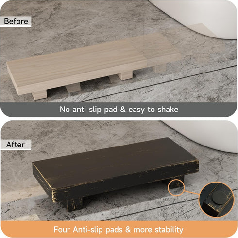 HGF Wood Pedestal Stand Risers for Decor, 8.7'' x 3.5'' Small Farmhouse Wooden Riser Soap Stand for Table Countertop Kitchen Sink Decor, Footed Tr...