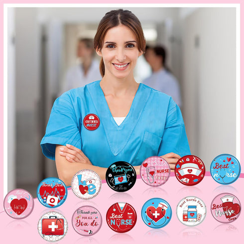 SEPGLITTER Nurse Button Pins, 54Pcs Nurse Graduation Party Favors Badge Brooch Lapel Pins for Nursing Week Birthday Nursing Graduation Party Decor...