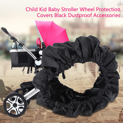 4Pcs Baby Stroller Wheel Cover,Dustproof Kid Baby Wheelchair Protector aby Stroller Wheel Protection Covers Pushchair Wheel Cover Stroller Accesso...