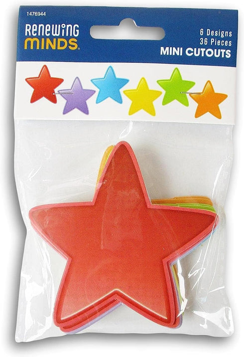 36 Star Cut-Outs Cardstock Bulletin Board Accent - 6 Colors - DIY Crafts 3 Inch Shapes...