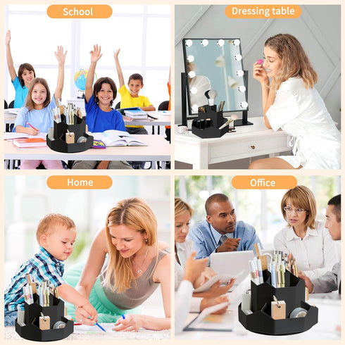 Pencil Pen Holder for Desk,9 Slots 360 Degree Rotating Desk Organizers,Desktop Storage Stationery Supplies Organizer, Cute Pencil Cup Pot For Offi...