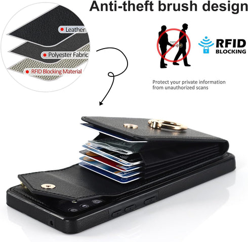 Asuwish Phone Case for Samsung Galaxy A32 5G 2021 6.5 inch Wallet Cover with Tempered Glass Screen Protector and RFID Blocking Ring Card Holder Ce...