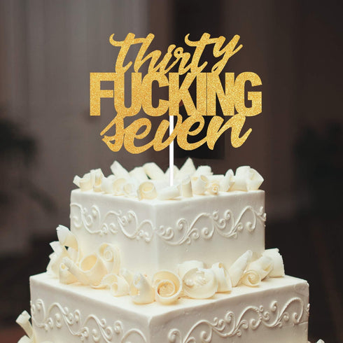 Thirty Seven Gold Glitter Cake Toppers 37 Years Old 37th Birthday Anniversary Party Decorations Supplies...