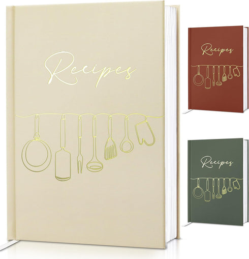 Blank Recipe Book to Write in Your Own Recipes, 8.5" x 11" Recipe Book Hold 140 Recipes (Oat)...