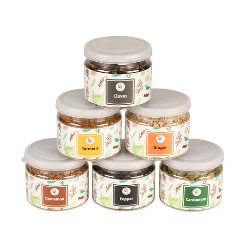 Spice Set (6 Essential Spices) | Cardamom, Cinnamon, Cloves, Ginger, Pepper, Turmeric | Perfect Spice Gift Set | By Yogi's Gift®...