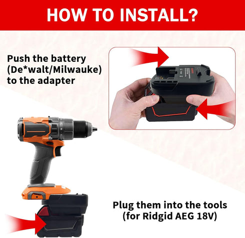 URUN Adapter Converter for Milwaukee 18V Battery to for Ridgid AEG 18v Cordless Tools, Also for Dewalt 20V Li-ion Max XR Battery Converter to Ridg...