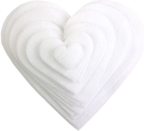 Playfully Ever After 1 to 6 inch Multi-Size Pack 24pc Felt Hearts (White)...