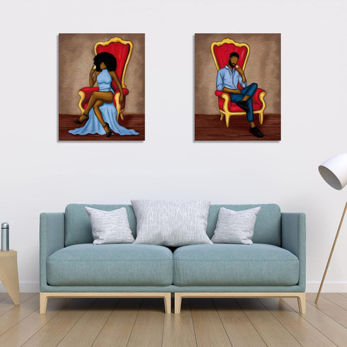 Canvas Painting Kit Pre Drawn Canvas for Painting for Adults Sip and Paint Party Supplies 8x10 Canvas to Paint Afro Queen Girl Paint, Mother's Day...