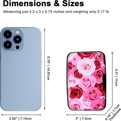 Credit Card Holder, Metal Card Wallet RFID Blocking Mini Slim Aluminum Business Hard Card Case for Women Men (Roses)...