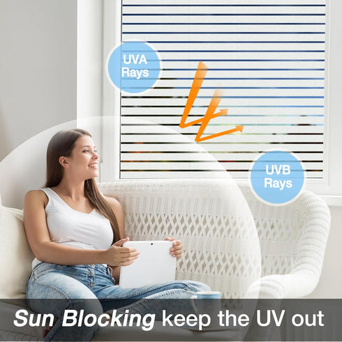 Viseeko Window Privacy Film: Frosted Glass Window Film Window Cling Privacy Film Door Window Covering Day and Night Privacy Window Film Heat Block...