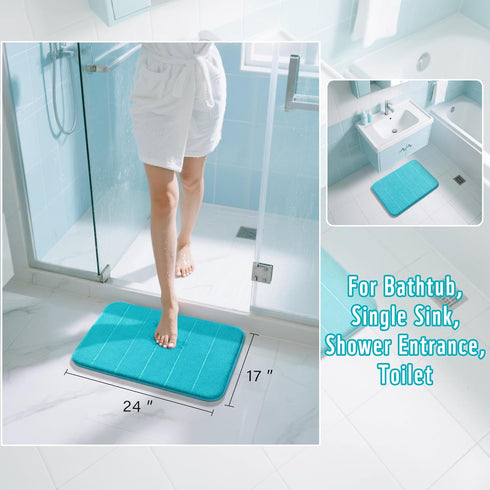 Yimobra Memory Foam Bath Mat, Super Soft Absorbent Bathroom Rug Non Slip 24x17 Inch, Quick Dry, Machine Washable Floor Carpet for Tub Shower, Home...