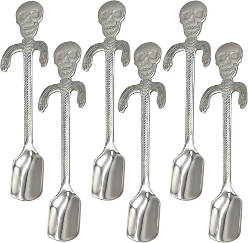 Maydahui 6PCS Skull Spoon 5 inch 18/10?304 ?Stainless Steel Hanging Teaspoons Coffee Tea Sugar Espresso Dessert Stirring Spoons Design for Hallowe...