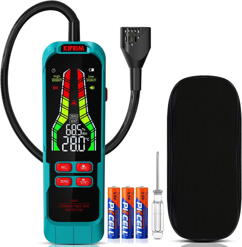 Kiprim High Sensitivity Gas Leak Detector HVAC Tools Natural Gas Detector with 9.4-Inch Probe, Portable Gas Tester with Audible & Visual Alarm to ...