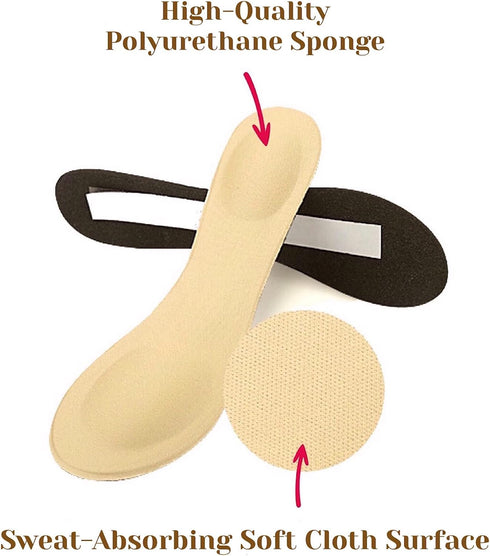 CB 4-Pairs of Cloth Surface Sponge Inserts Invisible Slim Lightweight Insoles Liners, Ball of Foot Pain Relief Cushion, Barefoot Support, 3/4 Leng...