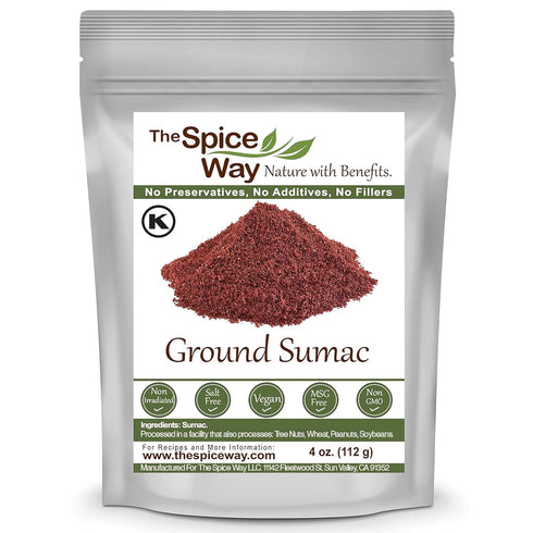 The Spice Way - Pure 100% Ground Sumac Spice, No Salt, no GMO, no Irradiation, Sumac Seasoning Powder 4 oz (resealable bag) (Sumak)(Sumakh spice)...