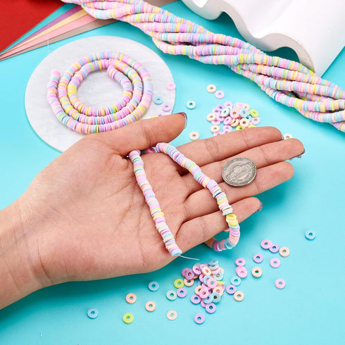 6mm Heishi Clay Beads Cheriswelry Multicolor Flat Round Disc Polymer Clay Spacer Beads 10 Strands About 3200pcs Loose Handmade Beads for DIY Jewel...