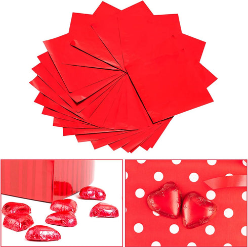 5.9 x 5.9 Inch Square Aluminium Foil Packaging Candy Wrappers Sugar Wraps Paper for DIY Candies and Chocolate Packaging by Party/Wedding/Birthday/...