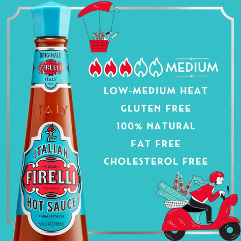 FIRELLI Italian Hot Sauce | 5oz Bottle (Pack of 1) | Perfect Kick for Pizza, Ramen, Eggs | Great Balanced Flavor, Gluten Free, Keto, All Natural, ...