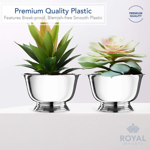 Royal Imports 8" Decorative Plastic Planter Pedestal Bowl- Flower Pot Cover, Footed Succulent Dish for Wedding, Party, Garden, Home and Holiday De...