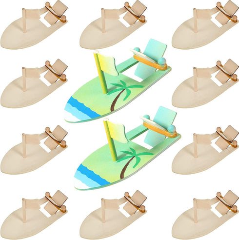 DIY Wooden Boat kits Wooden Sailboat Blank Craft Rubber Band Paddle Boat Paint and Decorate Summer Wooden Boat Model for Kids Handmade DIY School ...