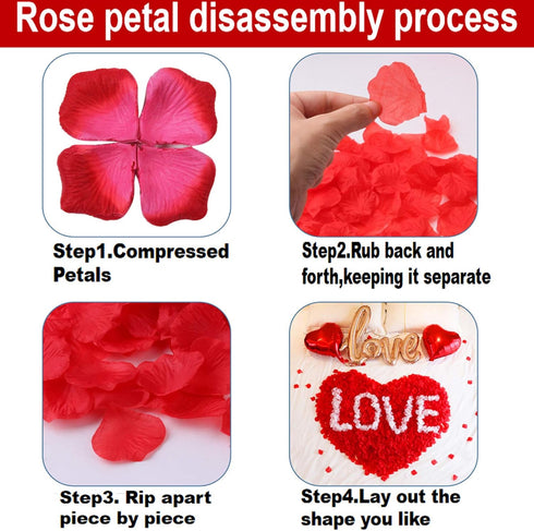 AWCCXMYM 1200PCS Fake Rose Petals for Romantic Night Romantic Festive Atmosphere Creation for Marriage Proposa Wedding Valentine's Day Decoration ...