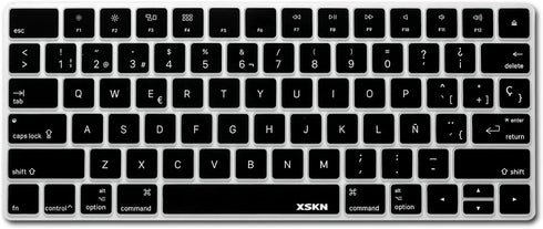 XSKN Spanish Language Ultra Thin Silicone Keyboard Skin Cover for A1644 Magic Keyboard 2015 Version US Layout (Black)...