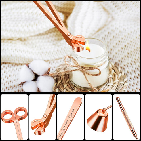 Calary 3 in 1 Candle Care Kit - Wick Trimmer, Snuffer & Dipper Set (Rose Gold)...