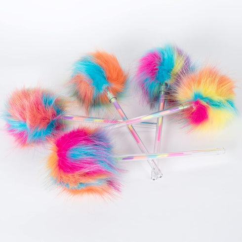 COLSSINE 12 Pack Rainbow Color Pompom with Rainbow ink Gel pen for Girls and Children (Rainbow)...