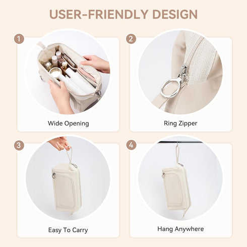 WLLWOO WLLWOO Travel Make Up Bags-Double Layer Cosmetic Bag Waterproof Large Wide-Open Organizer For Women Toiletry Cosmetic Bag For Toiletries Ac...