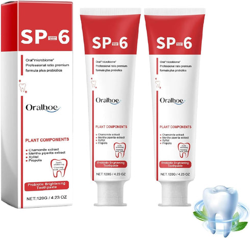 2Pcs Sp-6 Ultra Whitening,Sp 6 Toothpaste, Ultra Whitening Toothpaste Sp-6,Probiotic Brightening Toothpaste,Deep Cleaning Care Toothpaste,Fresh Br...