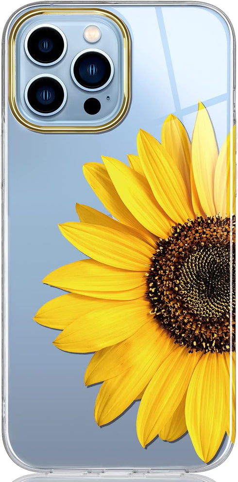 BAISRKE Compatible with iPhone 13 Pro Max Case,Clear Case with Flowers,for Girly Women,Shockproof Floral Pattern Hard Back Cover for iPhone 13 Pro...