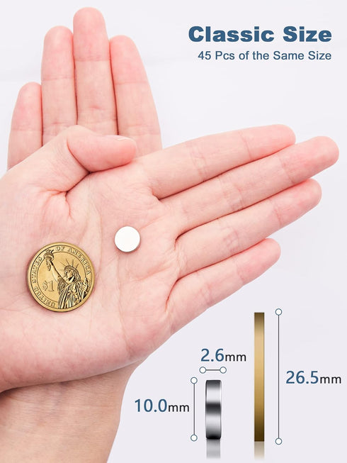 SMARTAKE 45 Pcs Refrigerator Magnets, 10x2.6mm Small Round Fridge Magnets, Multi-Use Premium Neodymium Office Magnets for Fridge, Whiteboard, Bill...