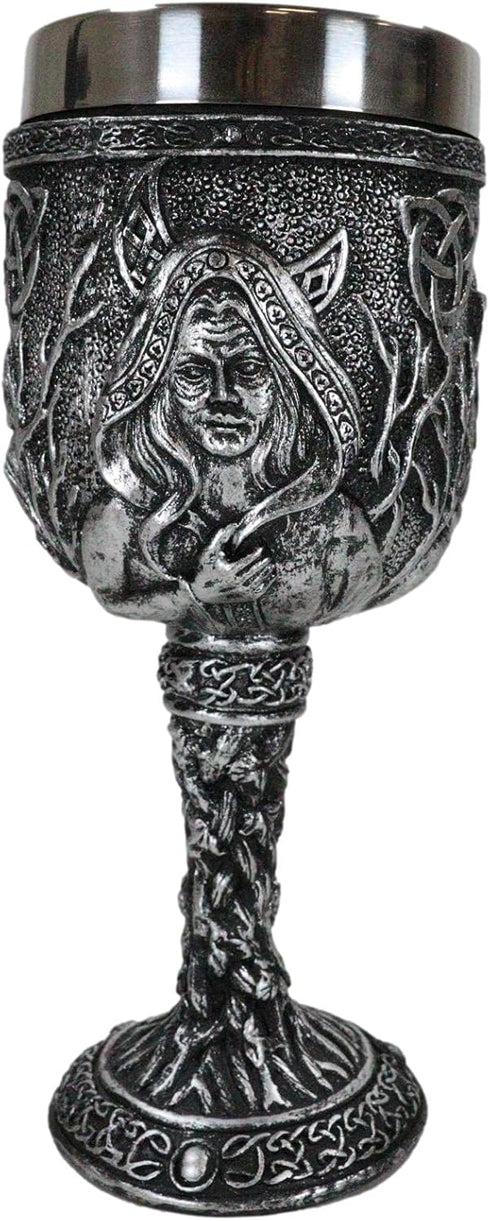 Ebros Celestial Celtic Triple Goddess Maiden Mother Crone Pagan Wiccan Wine Drink Goblet Chalice Figurine Wicca Occult Decor Home Kitchen And Dini...