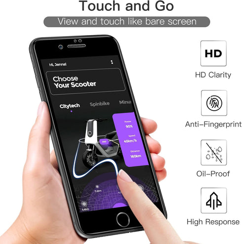 JETech Full Coverage Screen Protector for iPhone SE 3 (2022)/SE 2 (2020)/8/7 4.7-Inch, Black Edge Tempered Glass Film with Easy Installation Tool,...