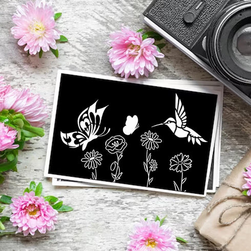 Small Butterfly Craft Stencils for Painting 3 inch Bee Dragonfly Hummingbird Bird Nature Stencils for Kids Adults on Wood Fabric Rock Card Art Pai...
